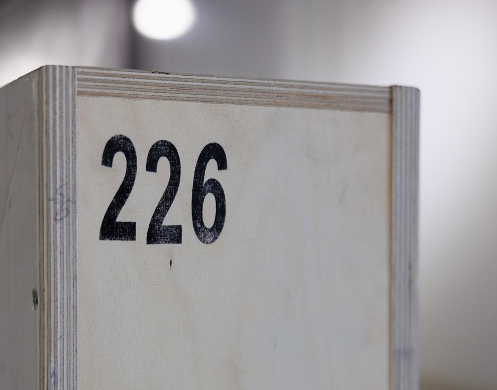 Identification markings on crate for The King of Democracy, 2018