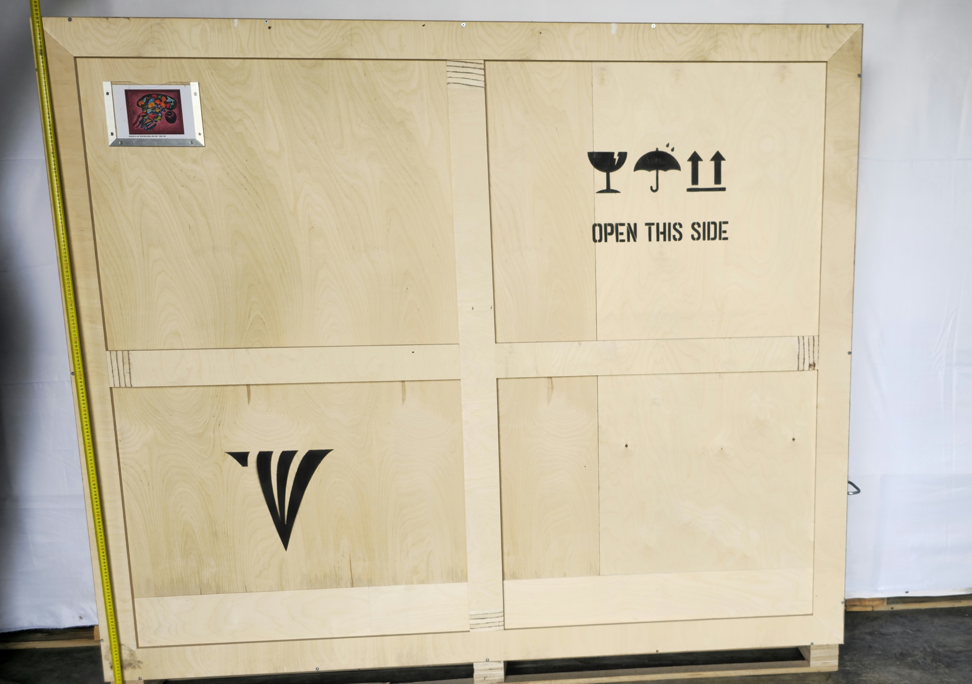 Crate height reference for Philip II of Macedonia, 2021 with tape measure
