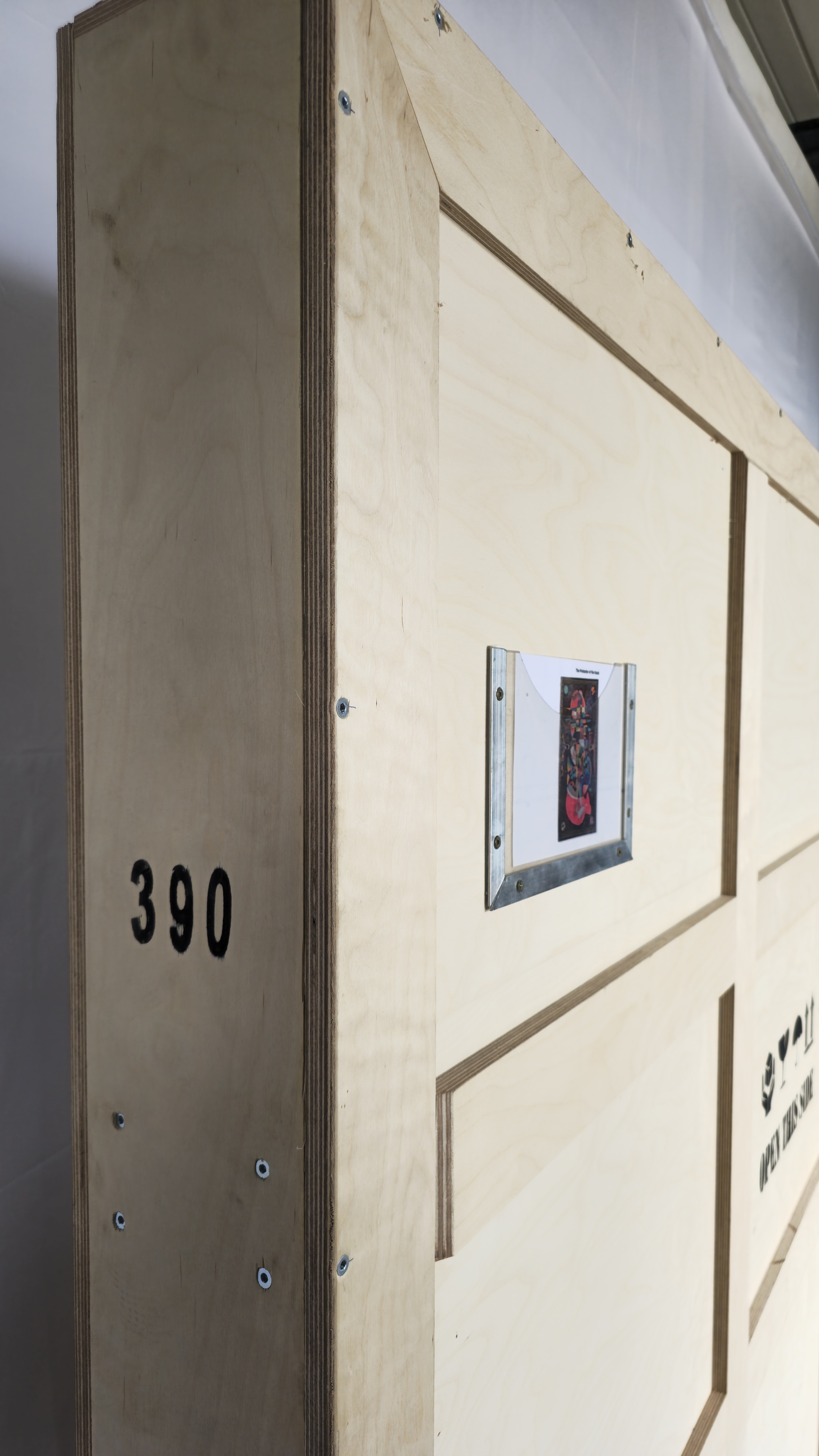 Identification markings on crate for The Protector of the souls , 2015