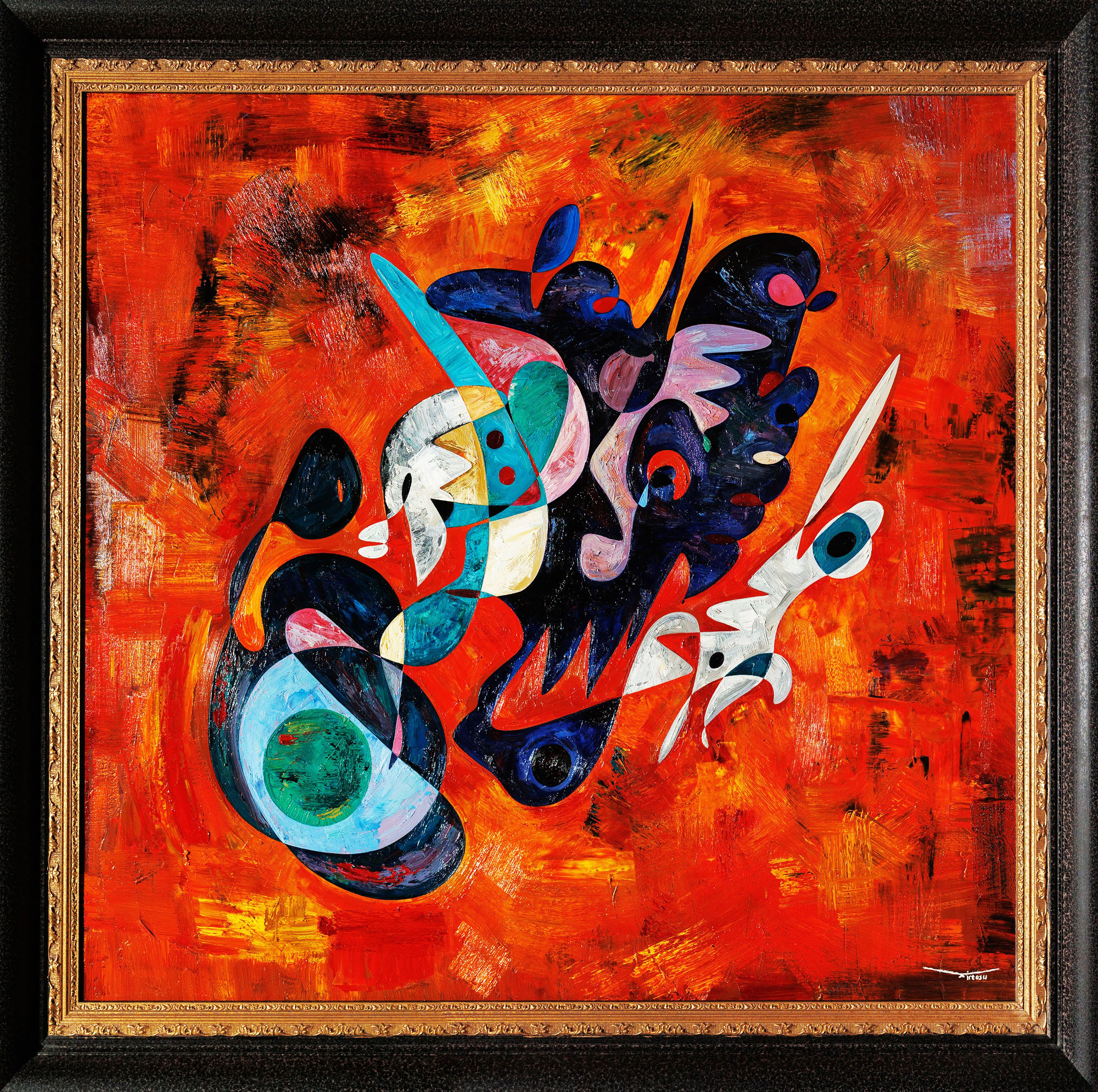 The couple of the universe – monumental oil painting by Gheorghe Virtosu