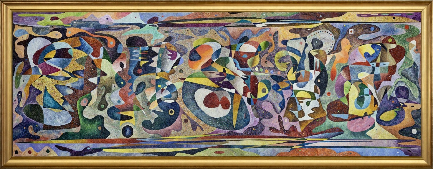 Jainism – monumental oil painting by Gheorghe Virtosu