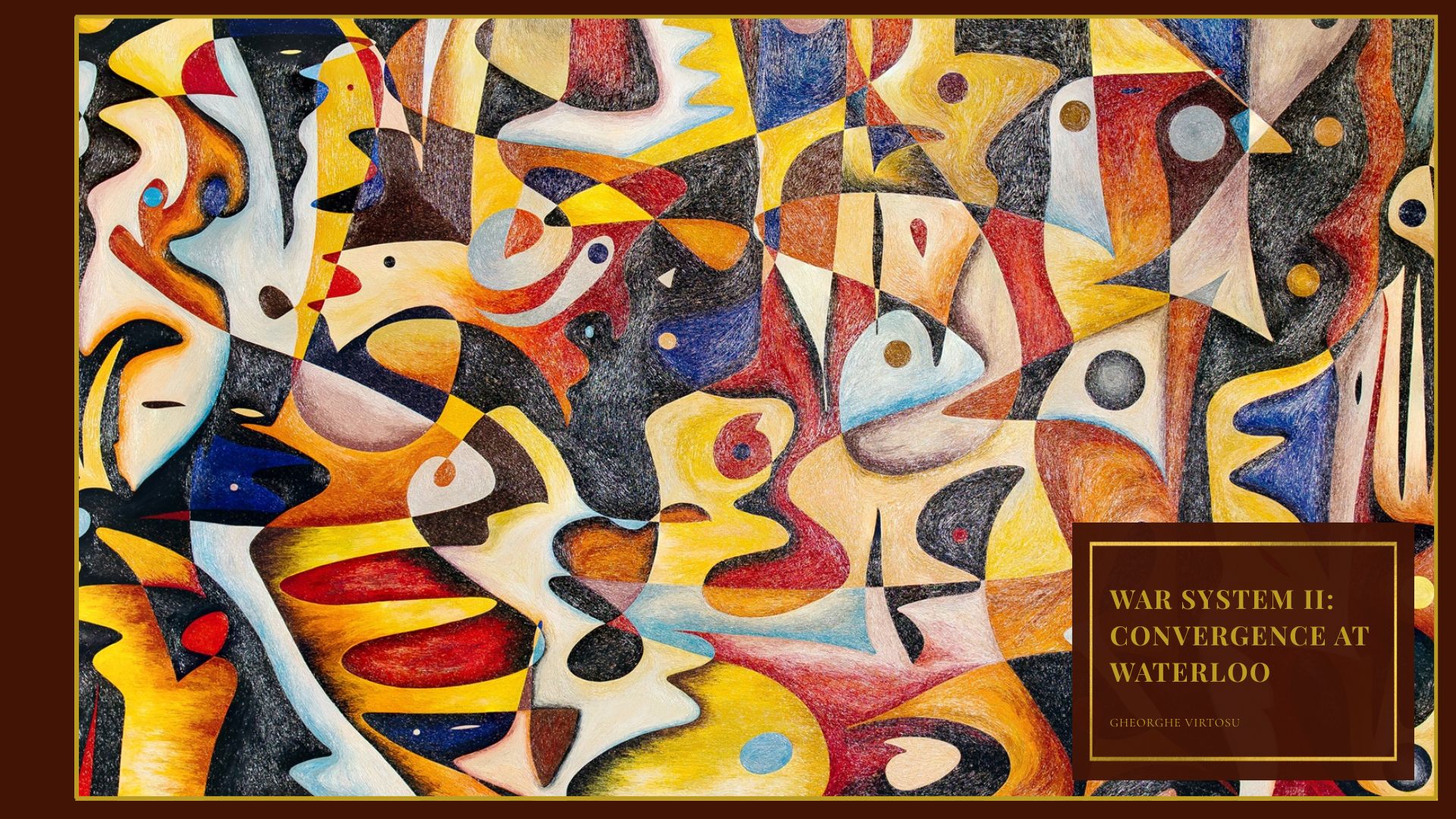 War System II: Convergence at Waterloo by Gheorghe Virtosu, exhibition of monumental abstract paintings investigating warfare, systemic conflict, military structures, and historical change.