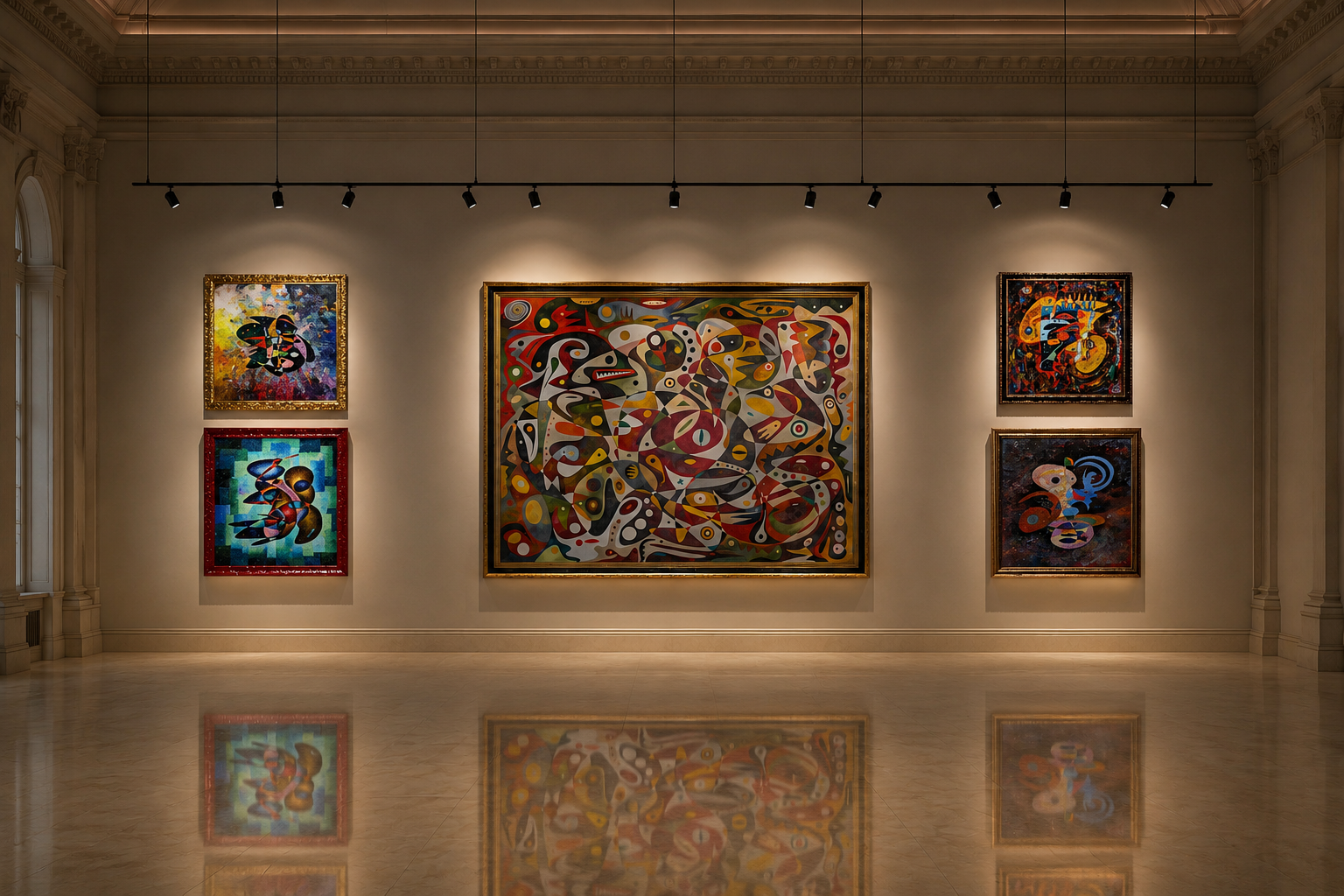 Traveling exhibition installation view for War System IV: Convergence at World War II